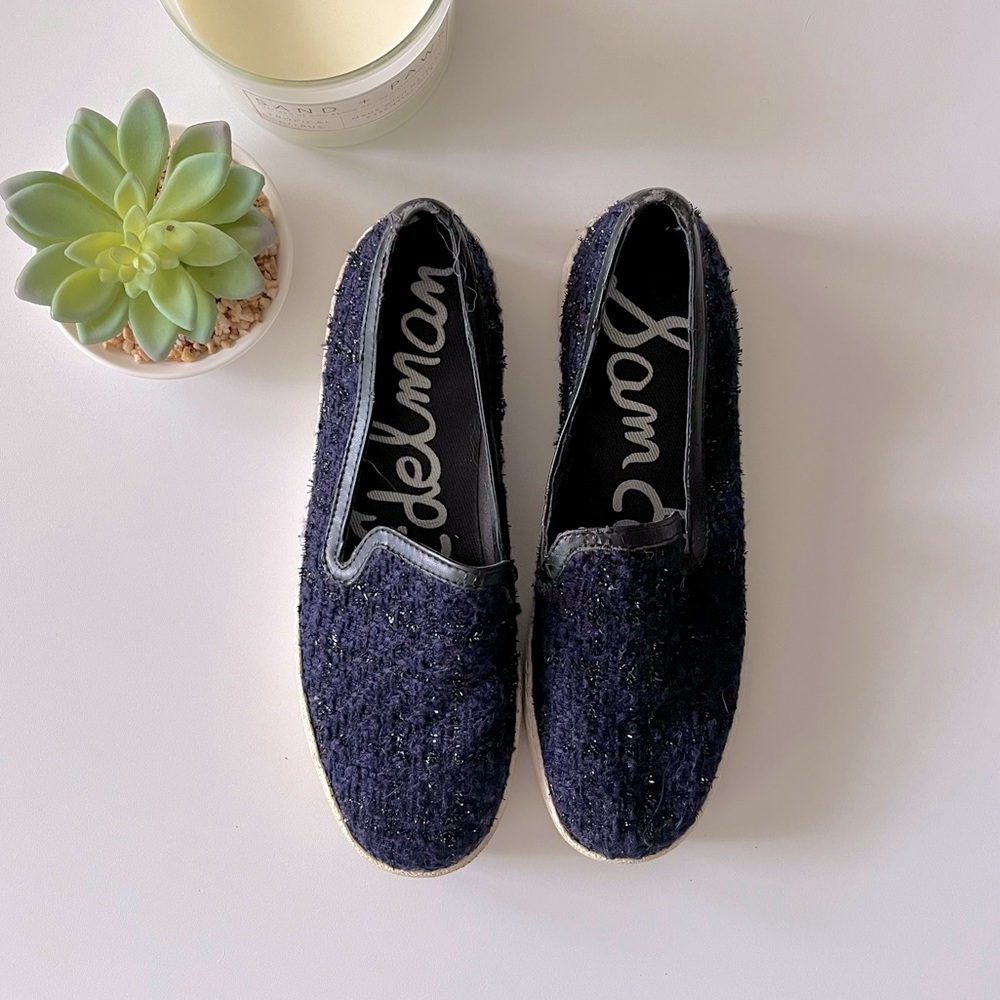 SAM EDELMAN black/navy becker sneakers 6.5
